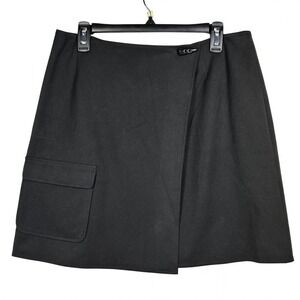 Vintage Talbots Petites Wrap Skirt Short Black Stretch‎ Woman 10 Cargo Pocket